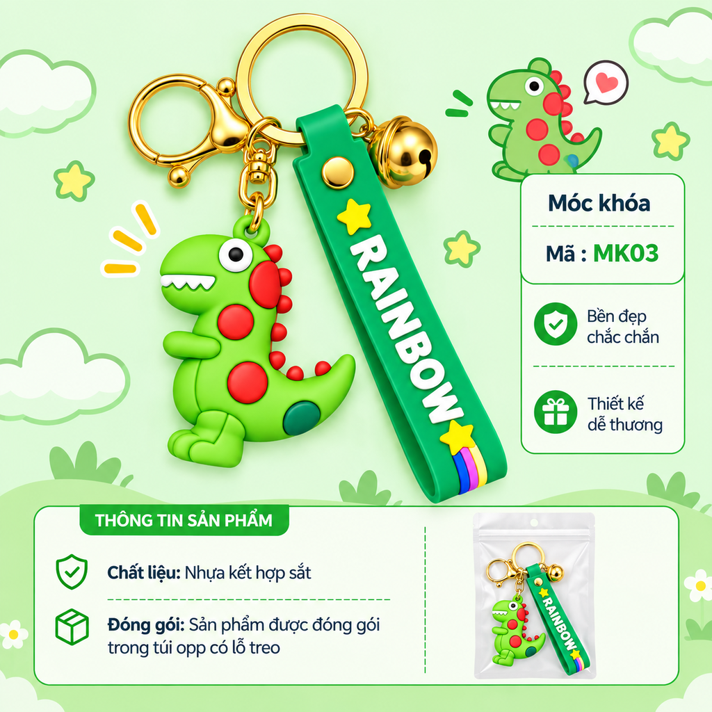 Móc khóa khủng long - SKU : mk03 - (VAT: MK001-5)