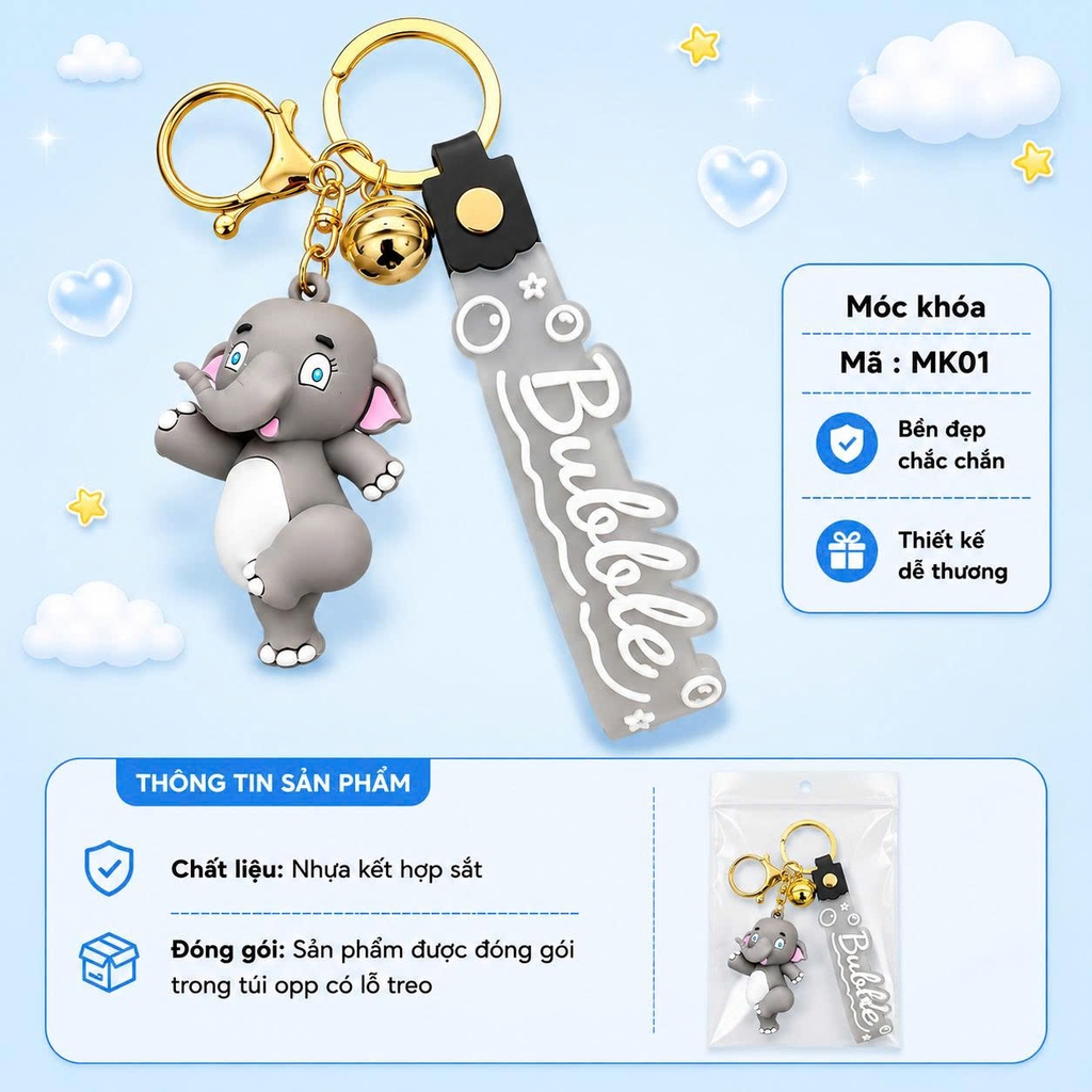 Móc khóa chú voi -SKU : mk01 - (VAT: MK001-5)