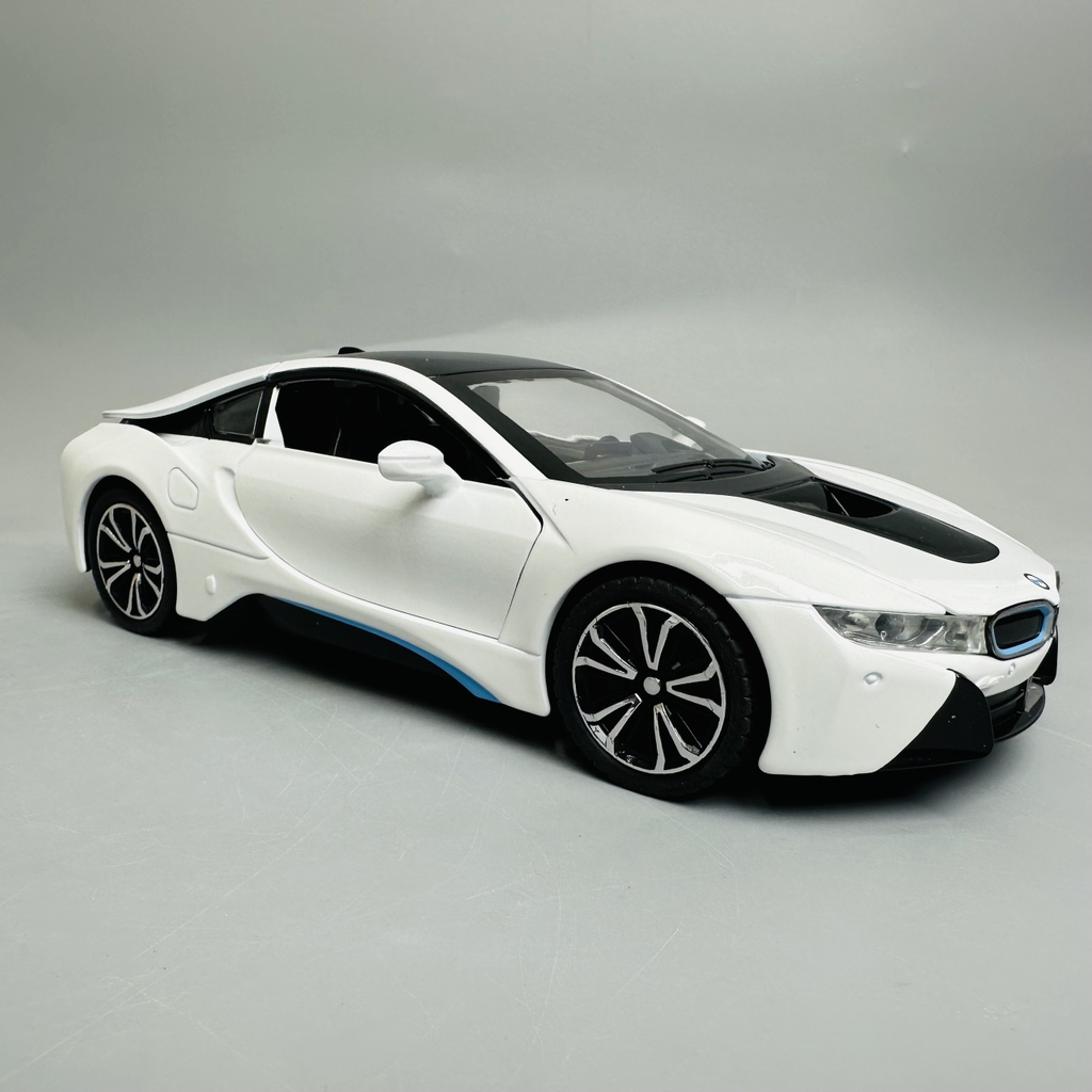 Mô Hình xe bmw i8 trắng tỉ lệ 1:22 Hợp kim có thể mở cửa - bánh sau chạy cót - Dài 21cm - rộng 9cm - cao 5cm - nặng : 800gram - FULL BOX : box màu SKU : oto292 - N3-K8-T3-S4
