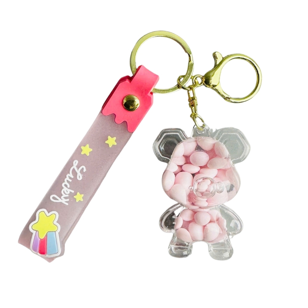Móc khoá gấu hồng - Dây móc dài : 10.5cm - Mô Hình Cao : 4cm dài 7cm - Nặng : 50gram - No Box : bọc túi OPP N3-K17-T6-S2