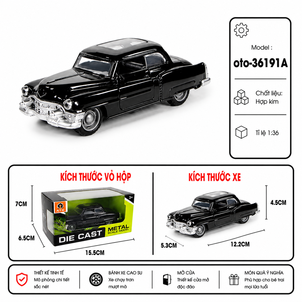 Xe thể thao nhiều kiểu dáng , chất liệu hợp kim , tỉ lệ 1:36 - SKU : oto-36191A ( VAT: 103-01-35 )