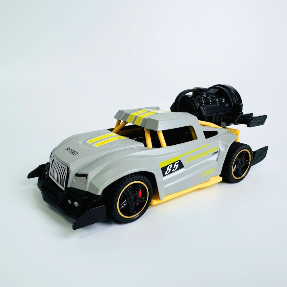 Mô Hình Xe phản lực màu ghi lé vàng Hợp kim - bánh sau chạy cót - tạo khói - Dài 14cm - rộng 6cm - cao 5cm - nặng : 300gram - FULL BOX : box màu SKU : oto538c - K53-T1-S3