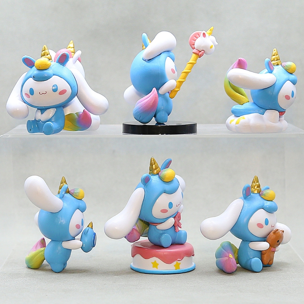 Mô hình kuromi Bộ 6 Melody Kuromi Bản đẹp - cao 5-7cm - Nặng 300gram - Bọc Túi Opp - Hộp Màu n3-k33-t4-s3