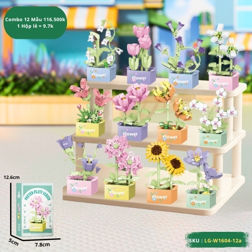 Combo 12 mẫu bộ lắp ghép chậu hoa. SKU: LG-W1604 ( VAT 001-C12-60 ) - K91-T1-S1-2-3-4