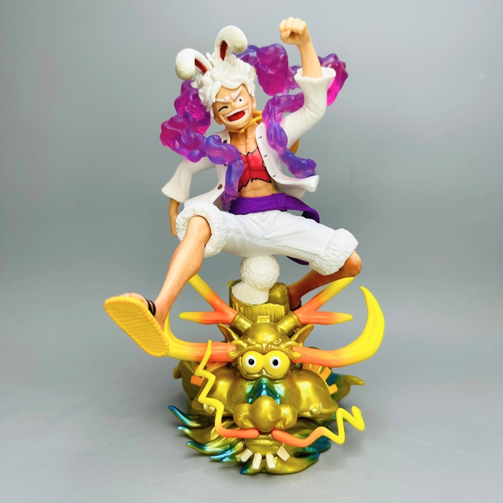 Mô Hình OnePiece Luffy gear 5 tai thỏ cưỡi đầu rồng siêu đẹp Cao 22cm - Nặng 500gram , Figure OnePiece - có vỏ hộp màu