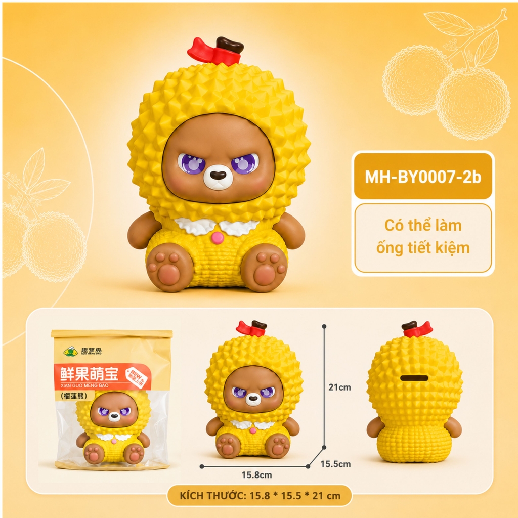 Mô Hình Các Con Vật Cosplay Trái Cây Sầu Riêng size nhỡ KT 15.8*15.5*21 cm  - SKU : MH-BY0007-2 - ( VAT : MH004 )