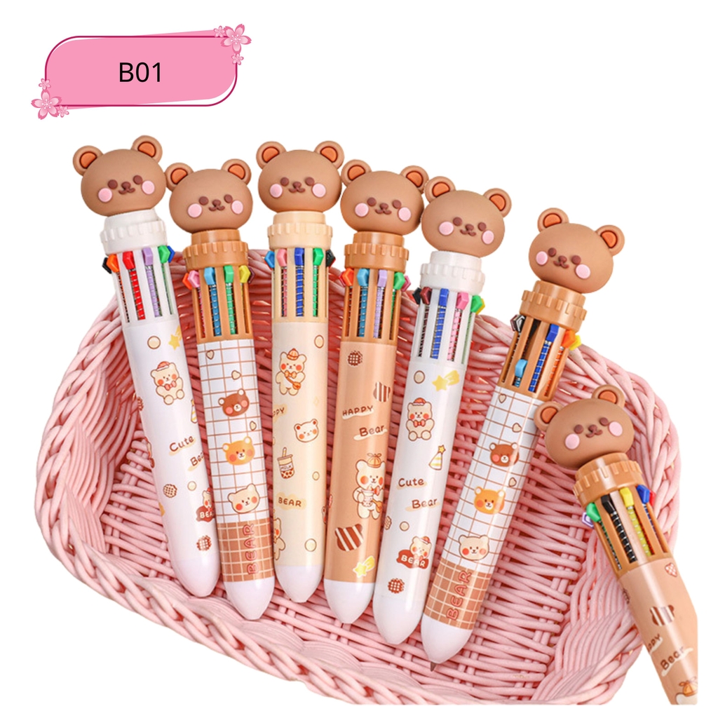 Bút bi 10 ngòi hình gấu dễ thương - SKU : B01 - (VAT: 111-01-5 ) - K27-T3-S10