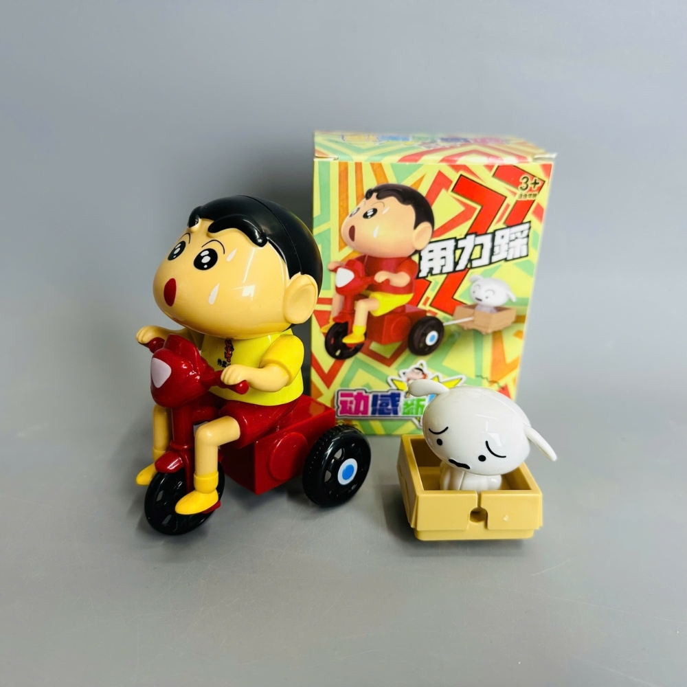 mô hình shin đèo cún áo vàng dây cót - cao : 10.5cm - figure shin - hộp màu