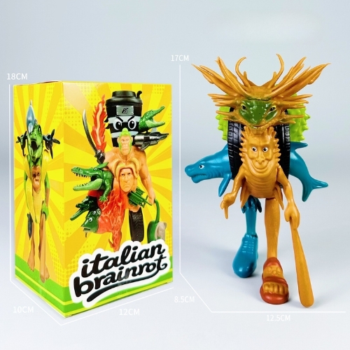 Mô Hình Tung Tung Sahur Người đầu tắc kè cầm gậy bản to - Cao : 17cm - Nặng 186gram - Box Màu - K32-T3-S4