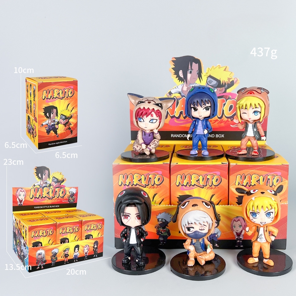 Mô hình Naruto Bộ 6 nhân vật Naruto Đội Mũ - Cao 7-9cm - nặng 300gram - Figure Naruto - Hộp Màu - K23-T1-S10