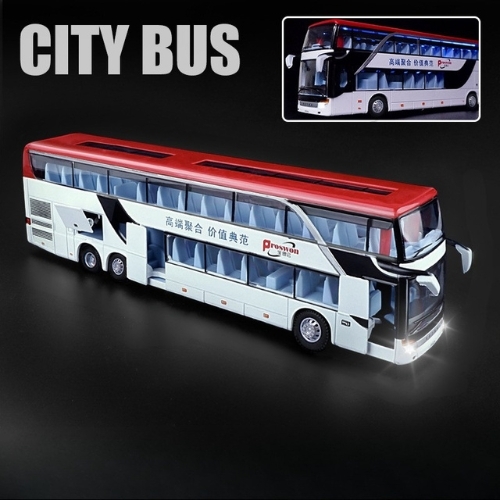 Mô Hình Xe Khách Màu Trắng tỉ lệ 1:30 Hợp kim - bánh sau chạy cót - Dài 24cm - rộng 5cm - cao 7cm - nặng : 500gram - FULL BOX : box màu SKU : oto477b -  K69-T5-S5