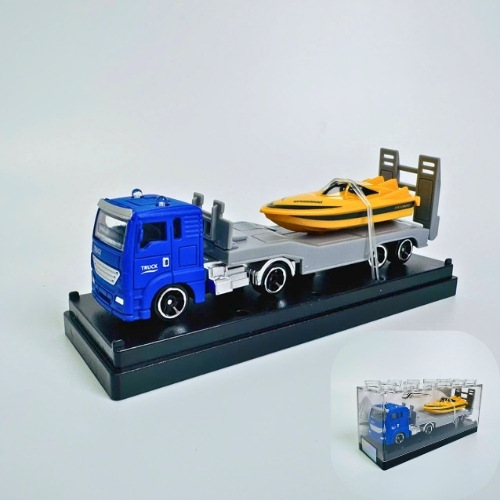 Mô Hình xe công chở cano màu vàng . tỉ lệ 1:64 - Dài 12.5cm - rộng 2.7cm - cao 5cm - nặng : 300gram - FULL BOX . SKU : oto509d