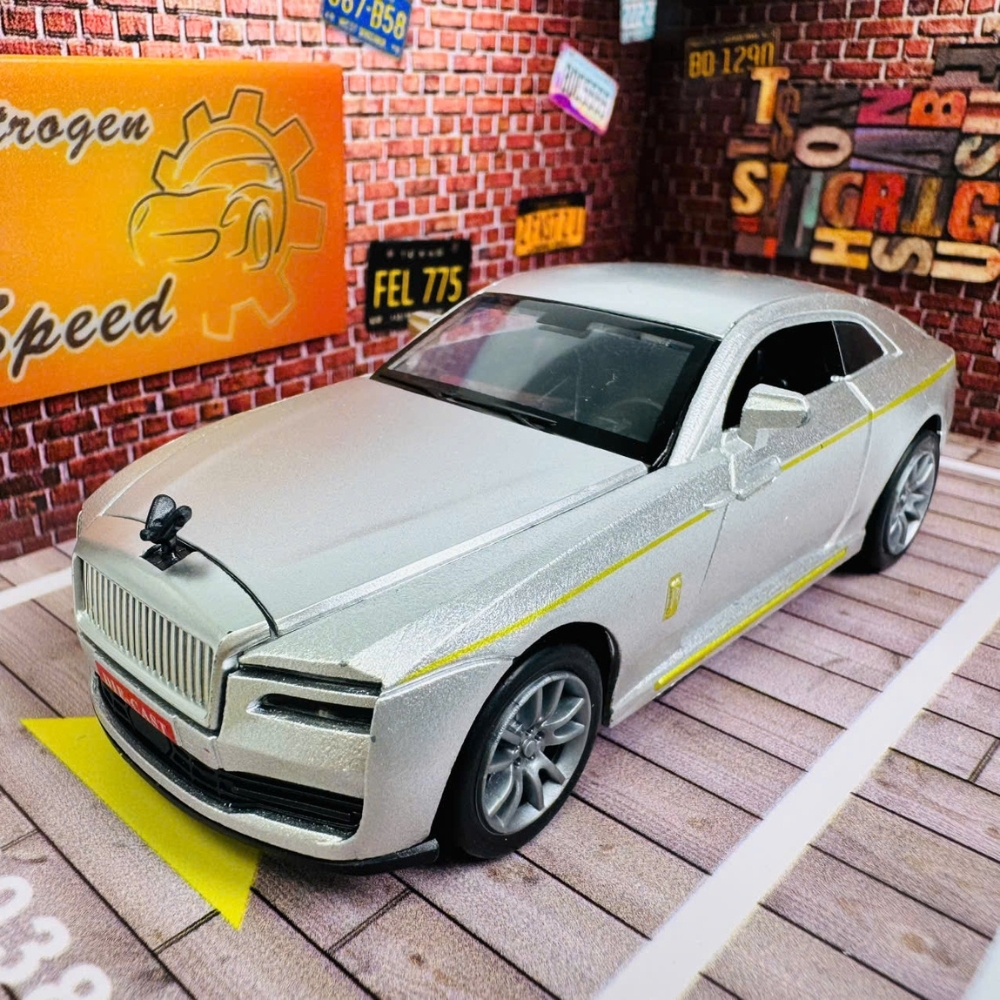 Mô Hình Xe roll royce xám tỉ lệ 1:36 Hợp kim có thể mở cửa - bánh sau chạy cót - Dài 12.5cm - rộng 5.5cm - cao 4cm - nặng : 300gram - FULL BOX : box màu SKU : oto529b - K52-T3-S2