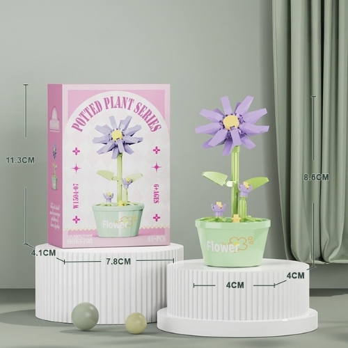 Combo 3 bộ Lắp Ghép Lego hoa cúc vạn thọ màu tím - 61 hạt - Full Box - Sku : LG-W1504-07 - (VAT 001-C3-11) - K115-T2-S7