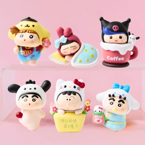 ( Giá 1 con - Bộ 6 con - Đặt Số Lượng 6 ) - Mô hình Bộ 6 các nhân vật Shin Bút Chì Cosplay Kurromi - Cao 5-6cm - nặng 330gram - Figure Shin -(VAT : G873-84)- K31-T1-S5