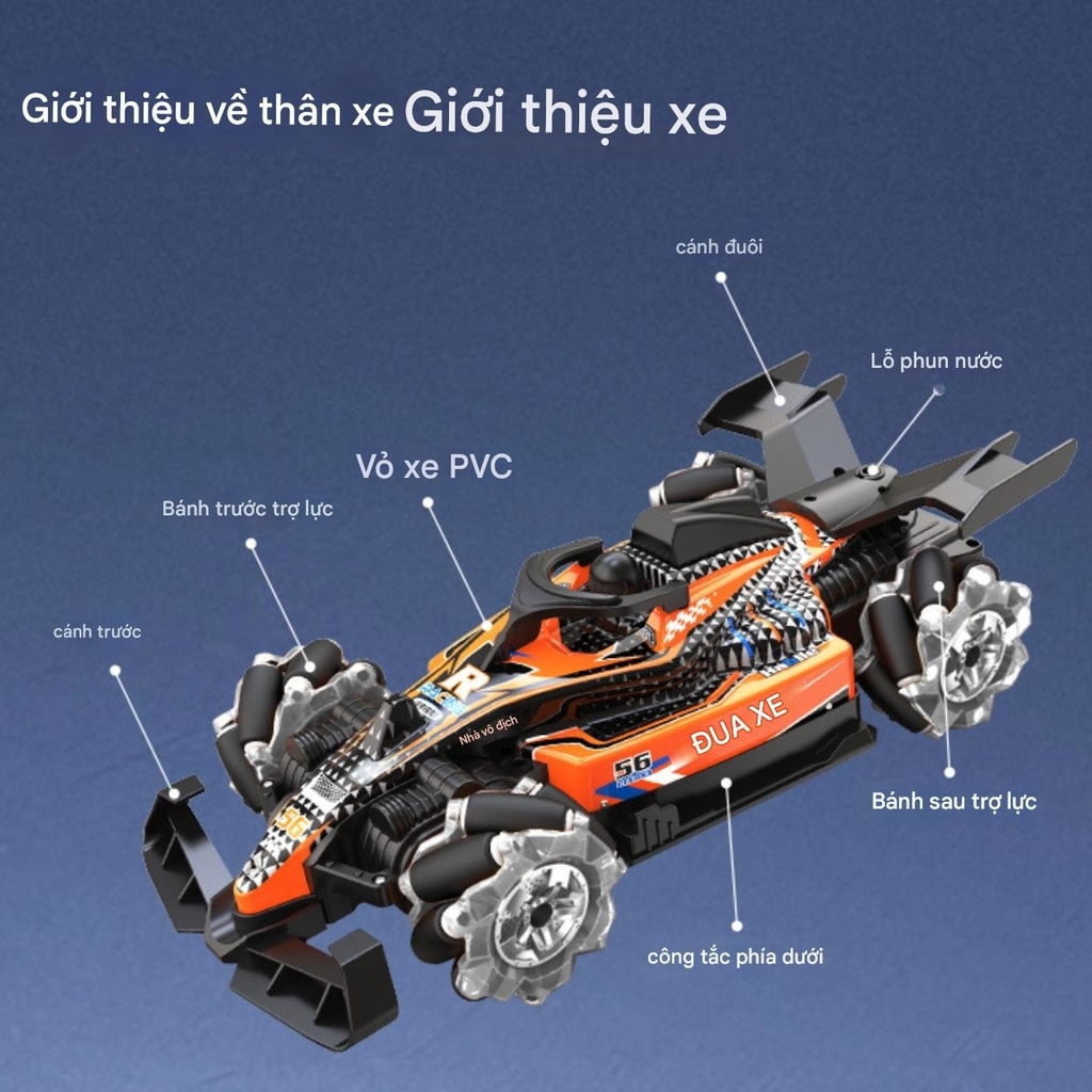 Đồ Chơi Xe Ô tô Điều Khiển Từ Xa 12 Kênh Double Spray Racing Car with Light And Music- SKU: DK-HX8620 ( VAT 009-02-150 )