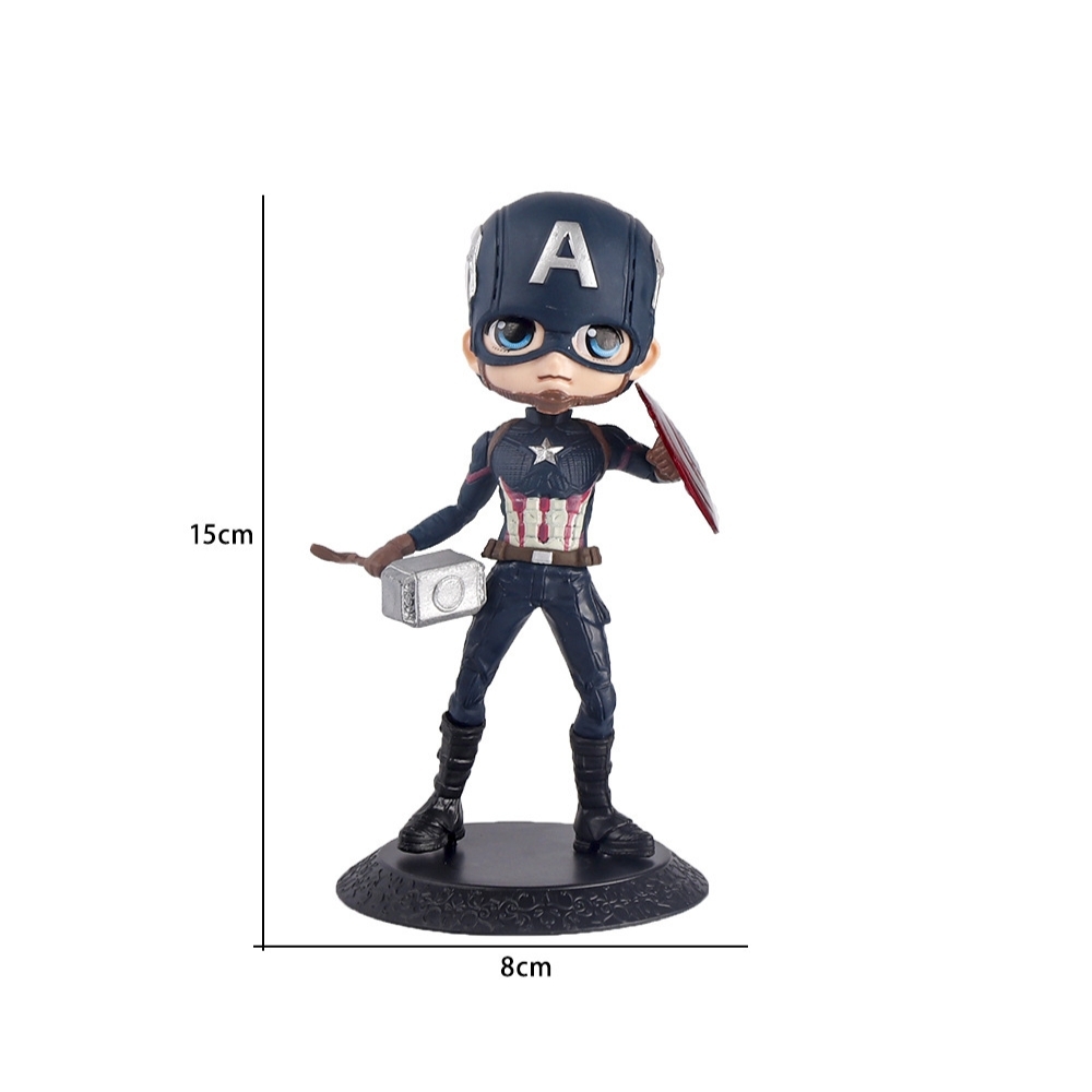 Mô Hình Captain America Dáng Đứng Cầm Búa Khiên – Cao 15cm – Nặng 200gram – Figure Marvel – No Box - K17-T2-S5