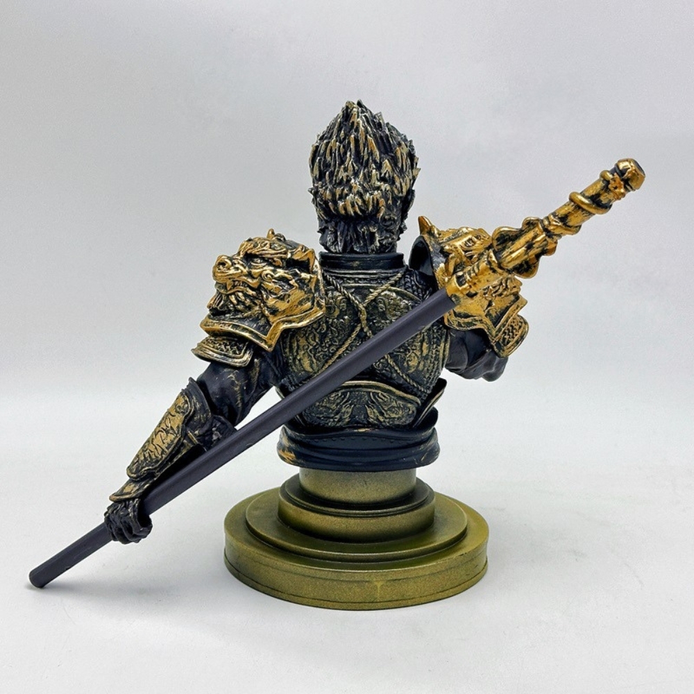 Mô Hình bán thân tôn ngộ không đen vàng - Cao 17.5cm - nặng 400gram - Phụ kiện : đế + gậy -  Figure Wukong -  Bọc túi OPP - No Box - N1-ST10