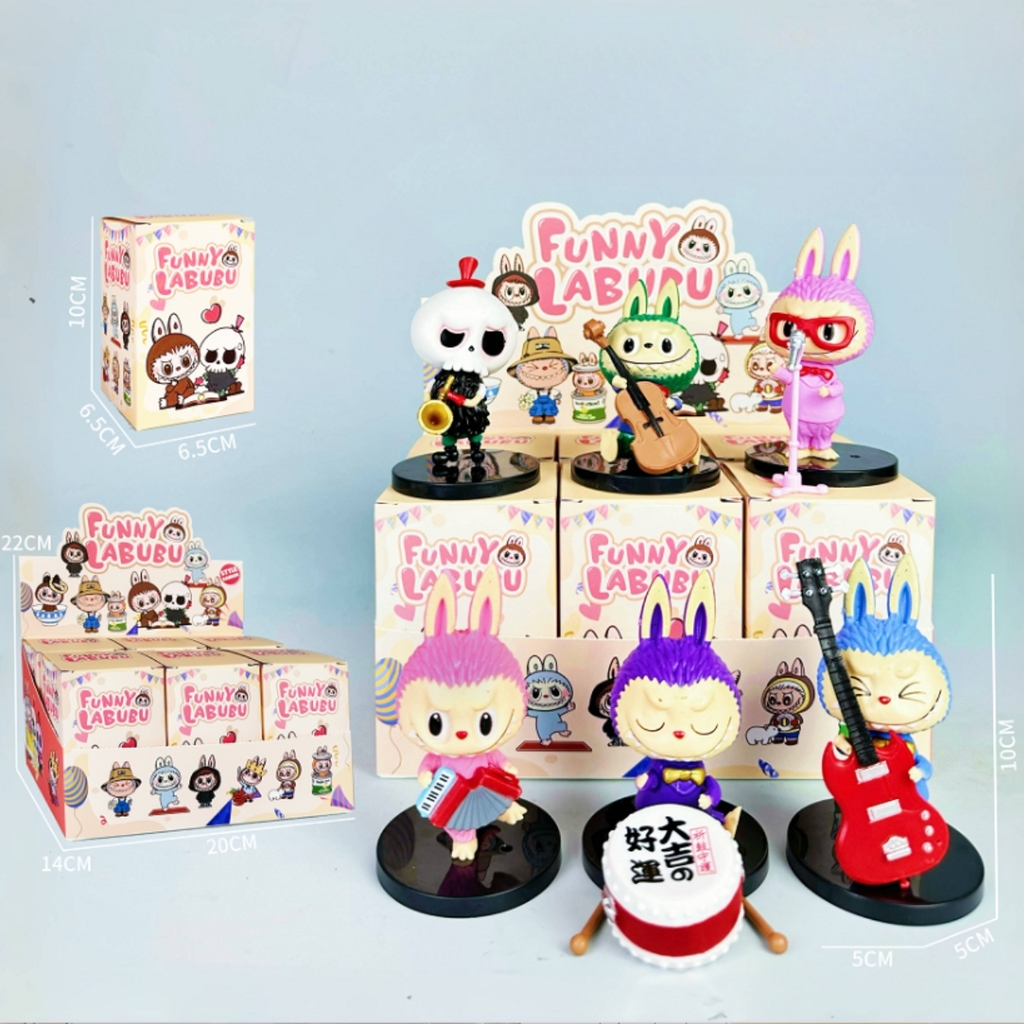 bộ 6 labubu nghệ sĩ siêu dễ thương , blind box - Cao 8-10cm - Nặng 370gram - Bọc Túi - Hộp Màu - K33-T2-S8