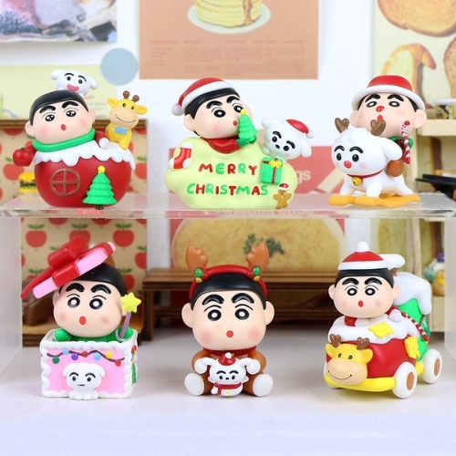 ( Giá 1 con - Bộ 6 con - Đặt Số Lượng 6 ) - Mô hình Bộ 6 các nhân vật Shin Bút Chì Giáng Sinh - Cao 5-7cm - nặng 356gram - Figure Shin - Box Màu -(VAT : G873-84)- K31-T3-S12