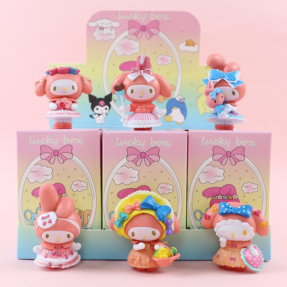 Mô hình kuromi bộ 6 kuromi hồng blind box - cao 5 - 6.5cm - Nặng 500gram - Bọc Túi - Hộp Màu - N3-K60-T3-S2