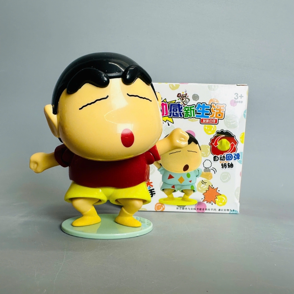 mô hình shin bút chì áo đỏ quần vàng lắc mông - cao : 10cm - figure shin - hộp màu