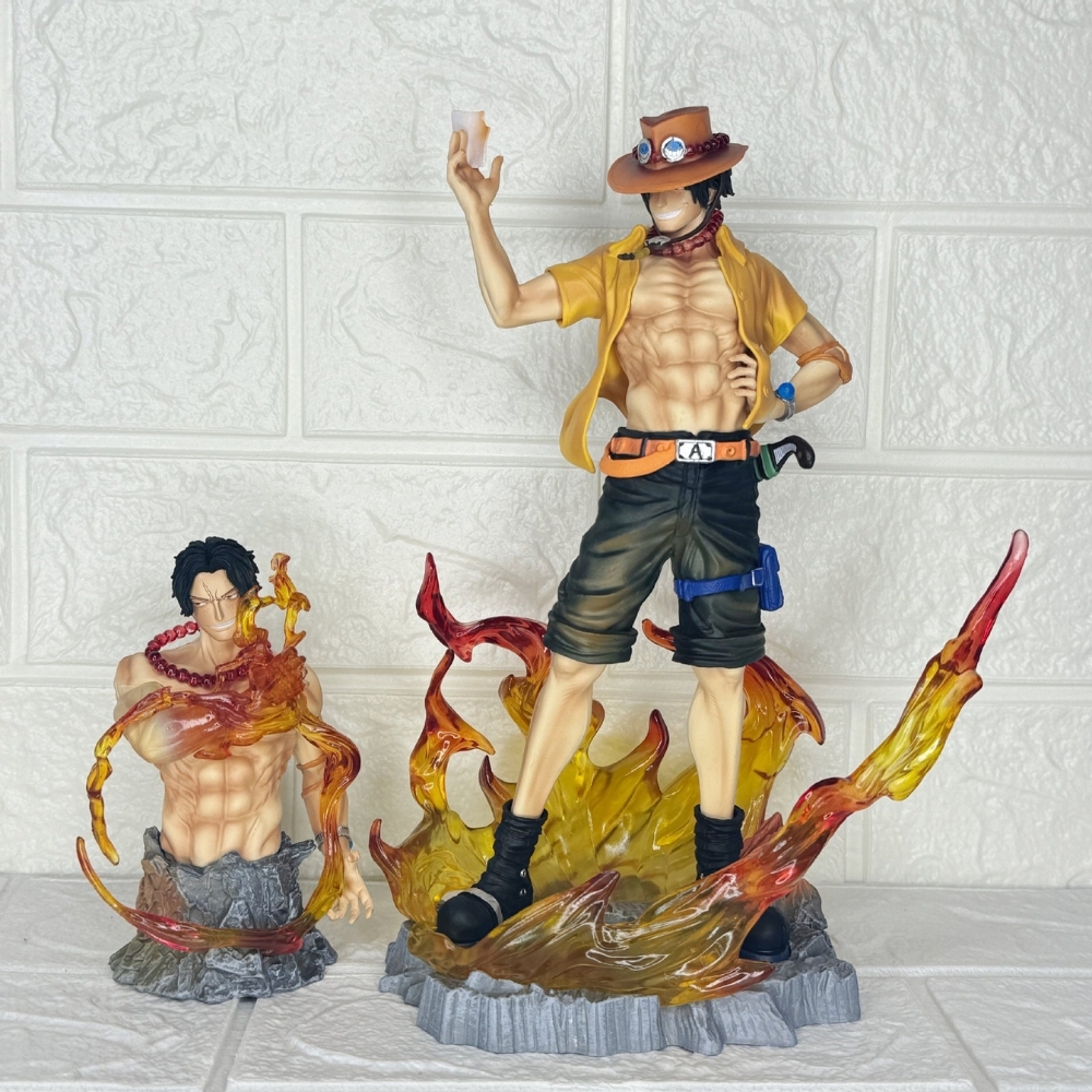 Mô Hình OnePiece Ace dáng đứng + bán thân - cao 26.5cm - nặng 422gram - Figure One Piece - Hộp Màu -  N1-K53-T5-S2