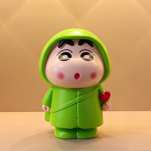 Mô Hình Shin áo mưa xanh cầm trái tim ( có thể bỏ tiền ) - Cao 22cm - Rộng 14cm - Ngang 14.5cm - nặng : 300gram - SKU : sh850p - ( Vat : MH001-01 ) T4