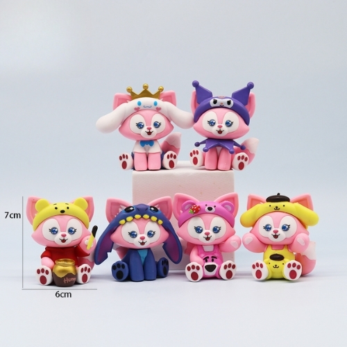 Mô Hình Bộ 6 Mèo hồng - Cao 7cm - nặng 350gram - Figure Mèo Hồng - No Box - K33-T1-S1