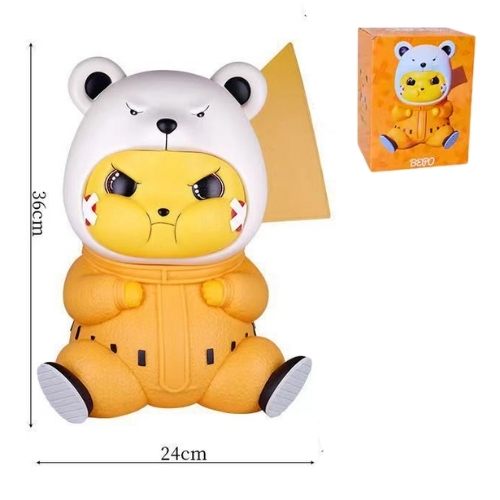 Hàng Cao Cấp - Mô Hình Pikachu Cosplay Gấu BePo ngồi - Cao 36cm - Figure One Piece vs Pikachu - Hộp Màu - pkm54
