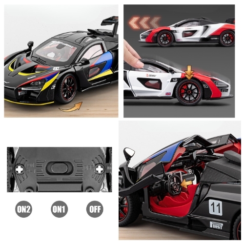 Mô Hình XeMClaren đua đen tỉ lệ 1:24 Hợp kim có thể mở cửa - bánh sau chạy cót - Dài 19.5cm - rộng 9.3cm - cao 5.3cm - nặng : 400gram - FULL BOX : box màu SKU : oto480a - K69-T3-S5