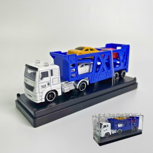 Mô Hình Xe Chở Xe Màu Xanh Dương 1:64 Hợp kim - Dài 12.5cm - Cao 5cm - Rộng : 2.7cm - nặng : 200gram - Hộp Nhựa Trong SKU : oto513b