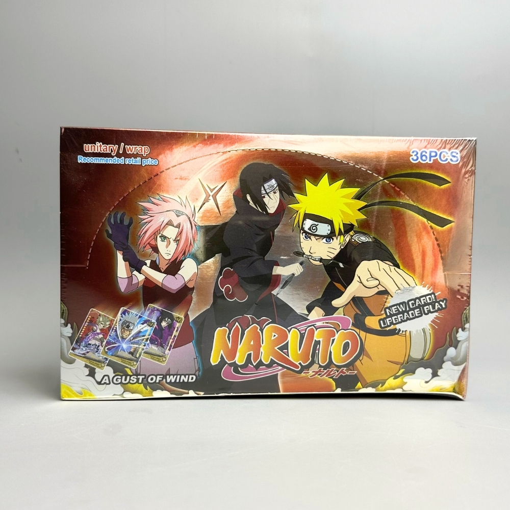 Pack anime thẻ Naruto cam ( 36 Pack 1 hộp - 1 Pack có 5 thẻ ) - dài 20 - cao 13cm - Hộp màu