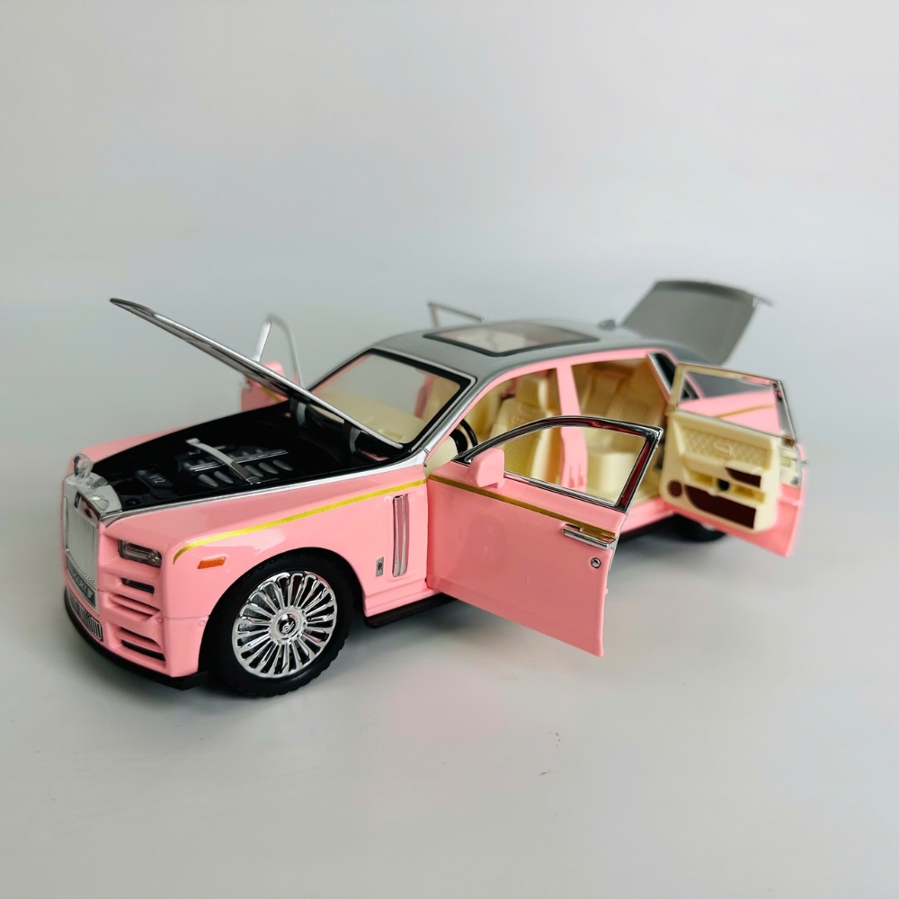 Mô Hình xe roll royce hồng tỉ lệ 1:24 Hợp kim có thể mở cửa - bánh sau chạy cót - Dài 23cm - cao 6.5cm - nặng 1000gram - Figure Oto - FULL BOX : box màu - SKU : oto405 - n3-k8-t4-s4