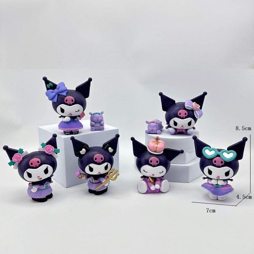 Mô Hình Kuromi bộ 6 nhân vật Kuromi - Cao 7 - 9cm - Nặng 500gram - No Box - Bọc Túi Opp