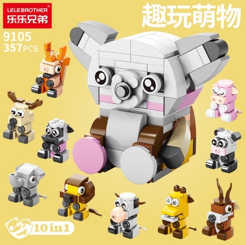 Combo 10 Mẫu Bộ Lắp Ghép Mô Hình Động Vật - (10 Mẫu nhỏ lắp thành 1 mẫu to) - SKU:  LG-9105 ( VAT 001-C10-30 ) - K94-T2-S1-2-3-4