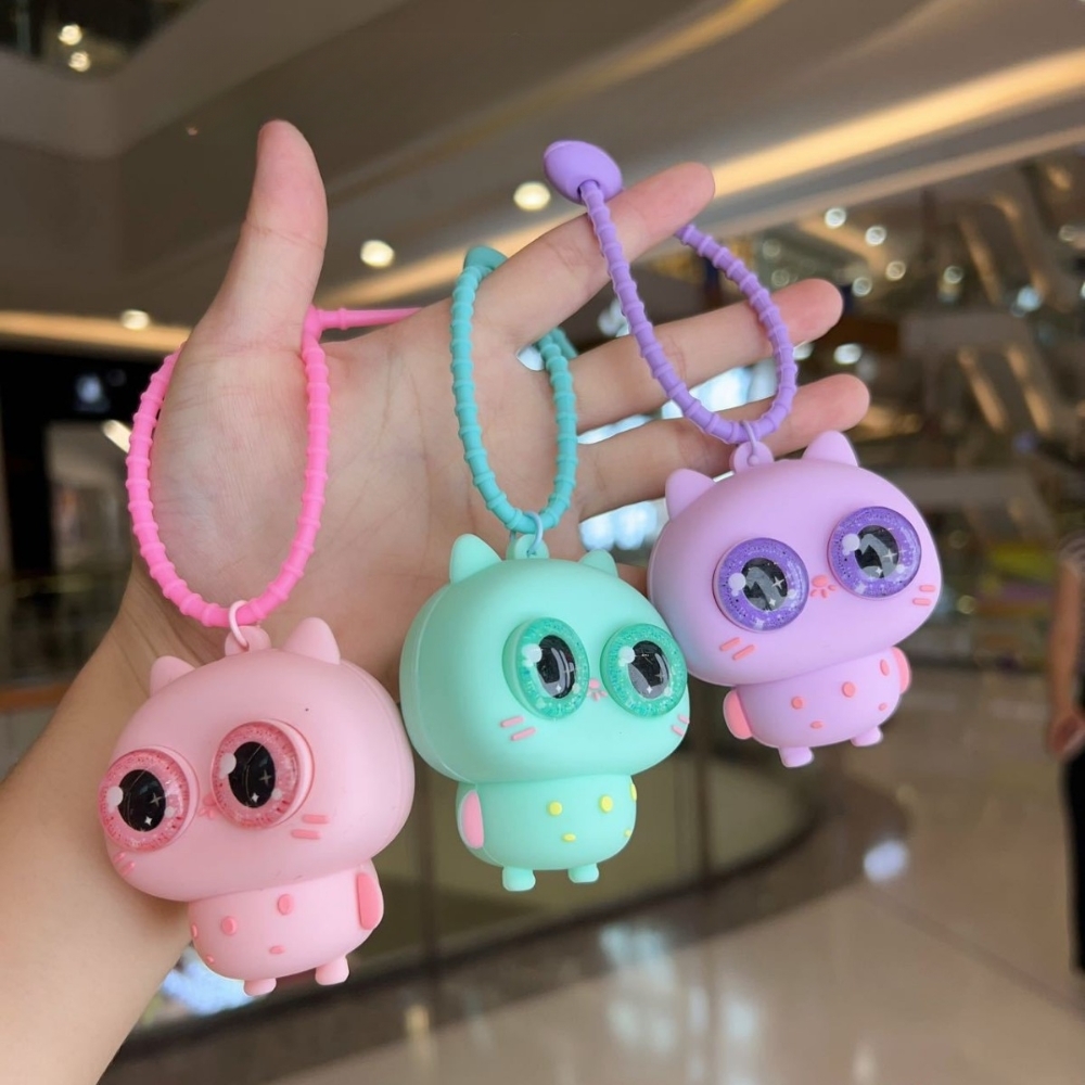 Móc Khóa Cú Mèo Hồng- Dây móc dài : 8cm - Mô Hình Cao : 6.6cm - Nặng 50gram - Bọc Túi