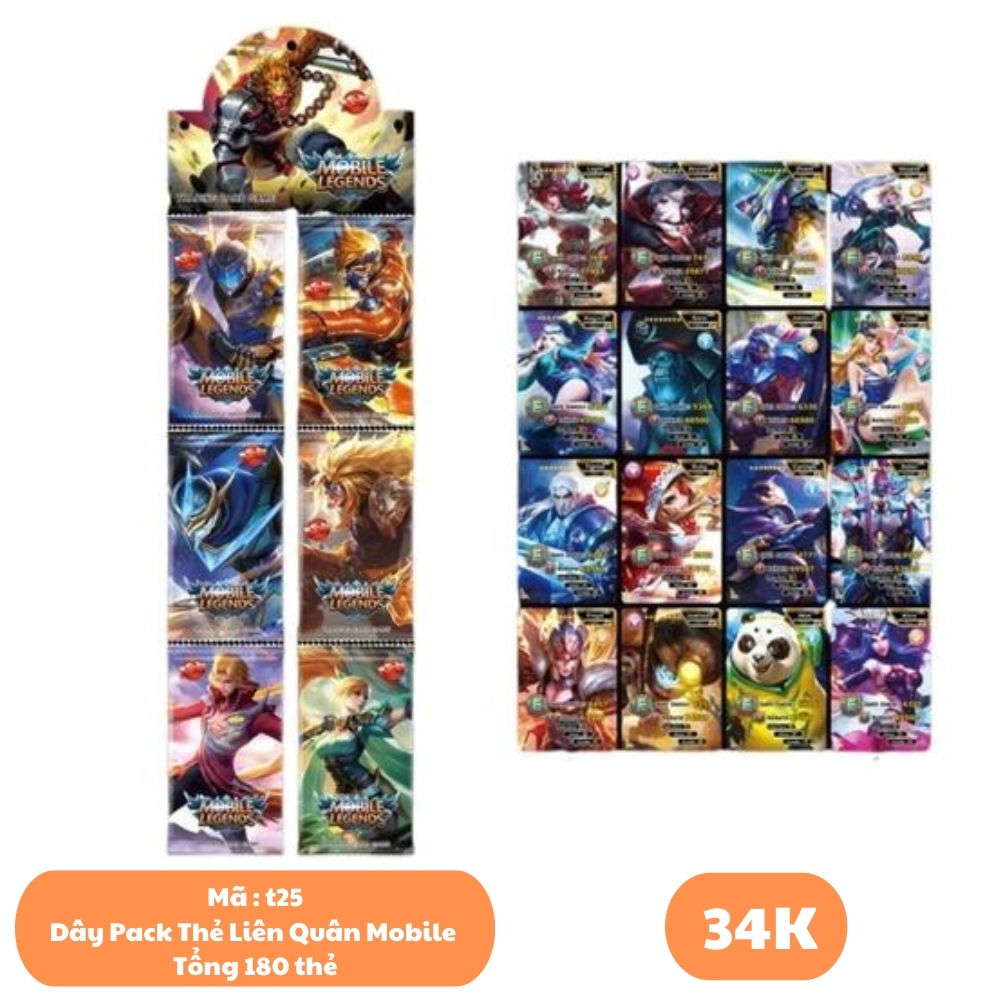 Dây Pack Thẻ Liên Quân Mobile - 1 túi có 3 dây - 1 dây có 12 pack - 1 pack có 5 thẻ - N3-K20-T1-S3