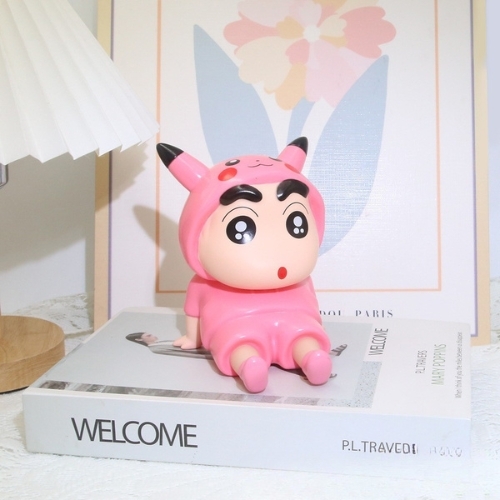 Mô Hình Shin cosplay picachu hồng dáng ngồi ( Kê Điện Thoại ) - Cao 9.5cm - Rộng 10cm - Ngang 8.5cm - nặng : 100gram - SKU : sh850i - ( Vat : H384 ) T4