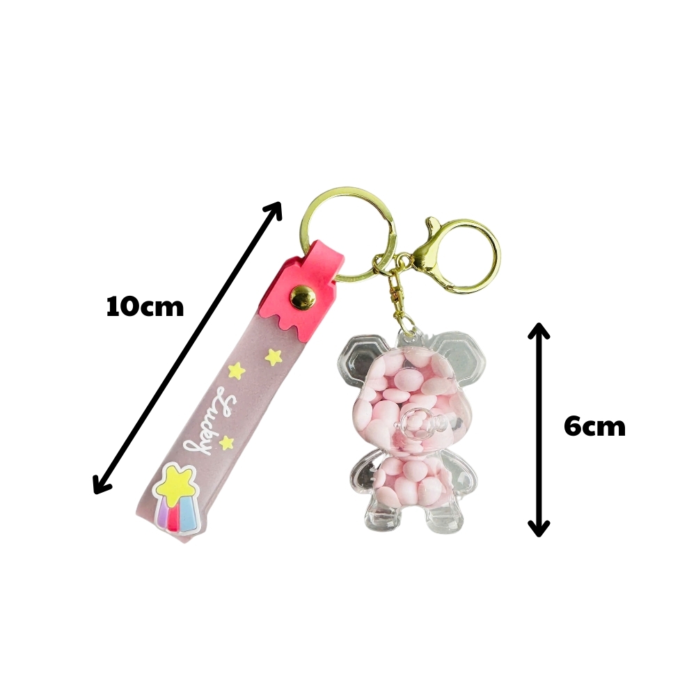 Móc khoá gấu hồng - Dây móc dài : 10.5cm - Mô Hình Cao : 4cm dài 7cm - Nặng : 50gram - No Box : bọc túi OPP N3-K17-T6-S2