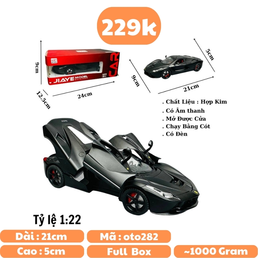 Mô Hình xe laferari đen tỉ lệ 1:22 Hợp kim có thể mở cửa - bánh sau chạy cót - Dài 21cm - rộng 9cm - cao 5cm - nặng : 800gram - FULL BOX : box màu SKU : oto282 -N3-K8-T3-S2