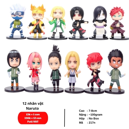 ( Giá 1 con - Bộ 12 con - Đặt Số Lượng 12 ) - Mô hình đồ chơi - combo12 nhân vật Naruto Sakura Gaara Shikamaru Itachi Kakashi Lee Orochimaru Tsunade... - Naruto - No Box -(VAT G873-79)- K24-T1-S10