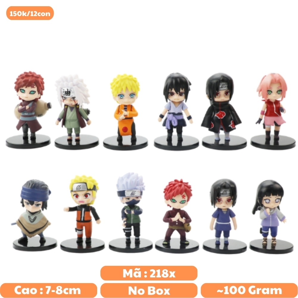 Mô hình đồ chơi - Combo 12 nhân vật Naruto Sasuke Sakura Gaara Itachi Kakashi Hinata Jiraira ... - Naruto - No Box - N3-K39-T1-S1