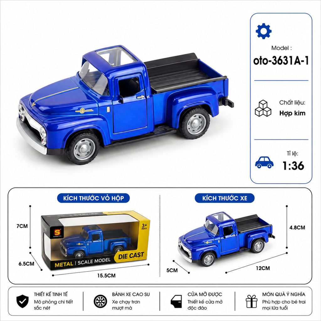 Xe thể thao nhiều màu sắc  , chất liệu hợp kim , tỉ lệ 1:36 - SKU : oto-3631A-1 ( Vat : 103-01-35 )