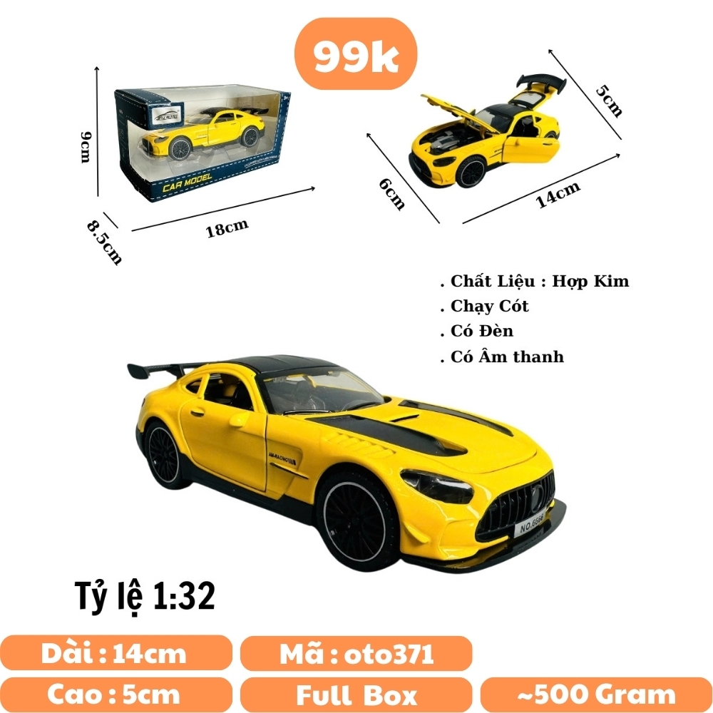 Mô Hình xe Mec vàng AMG tỉ lệ 1:32 Hợp kim có thể mở cửa - bánh sau chạy cót - Dài 14cm - rộng 6cm - cao 5cm - nặng : 500gram - FULL BOX : box màu SKU : oto371 n3-k2-t2-s2