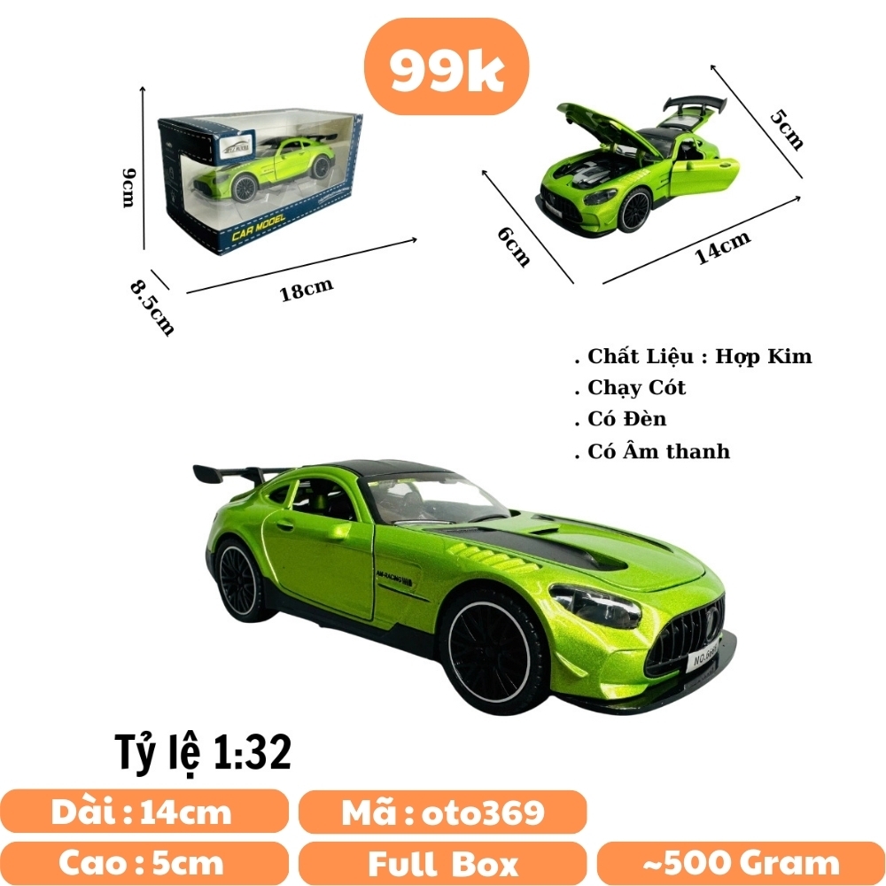 Mô Hình xe mẹc xanh lá Amg tỉ lệ 1:32 Hợp kim có thể mở cửa - bánh sau chạy cót - Dài 14cm - rộng 6cm - cao 5cm - nặng : 500gram - FULL BOX : box màu SKU : oto369 n3-k2-t2-s3