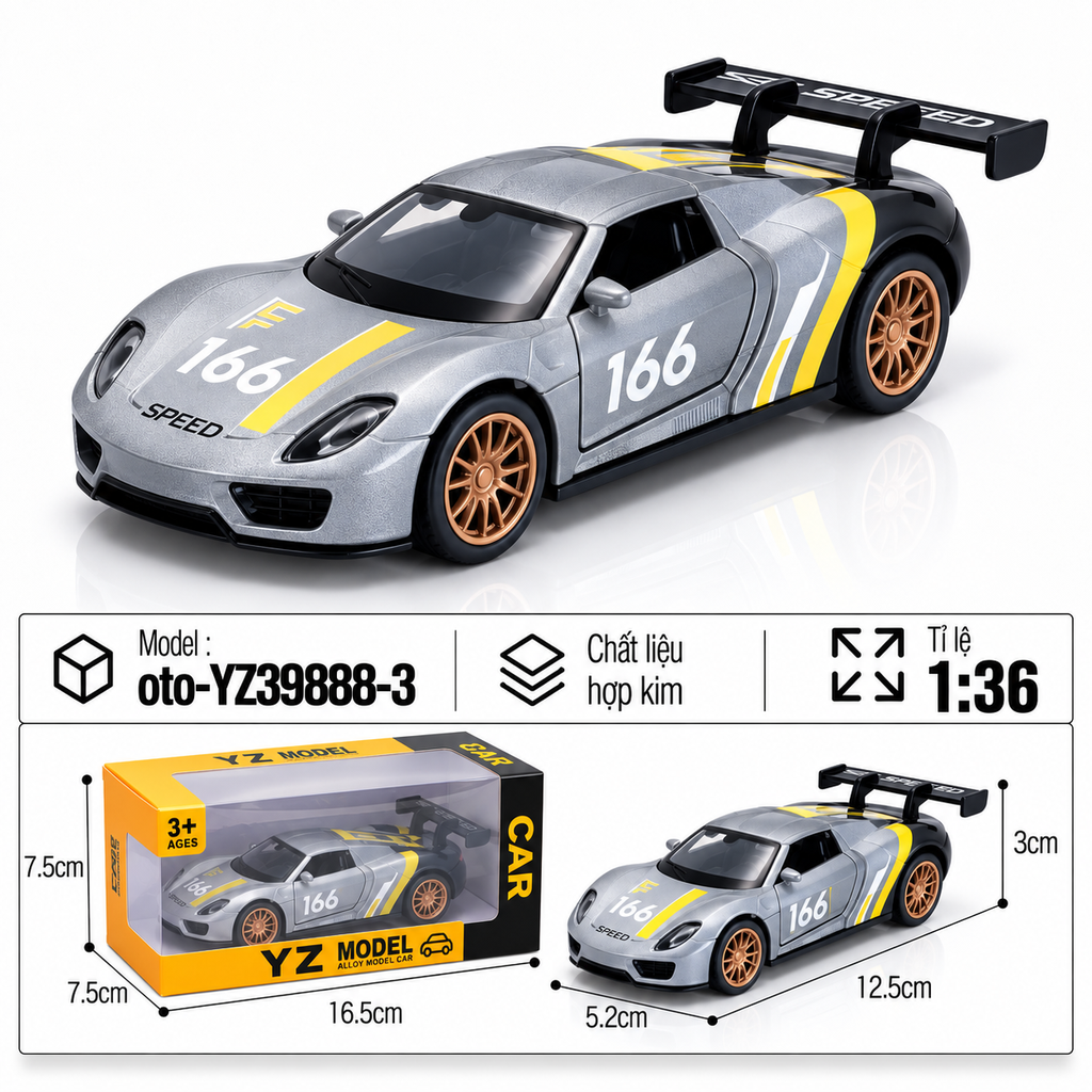 Mô Hình xe oto Porsche 918 Weissach hợp kim , tỉ lệ 1:36 - Dài 12.5cm - rộng 5.2cm - cao 3cm - SKU : oto-YZ39888-3 - ( Vat : 103-01-35 )