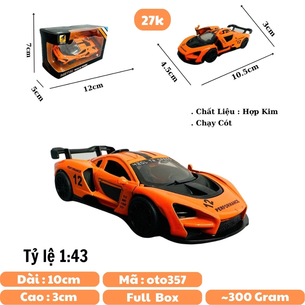 Mô Hình xe mclaren cam mới tỉ lệ 1:43 Hợp kim có thể mở cửa - bánh sau chạy cót - Dài 10cm - cao 3cm - nặng 200gram - Figure Oto - FULL BOX : box màu - SKU : oto357 số 5