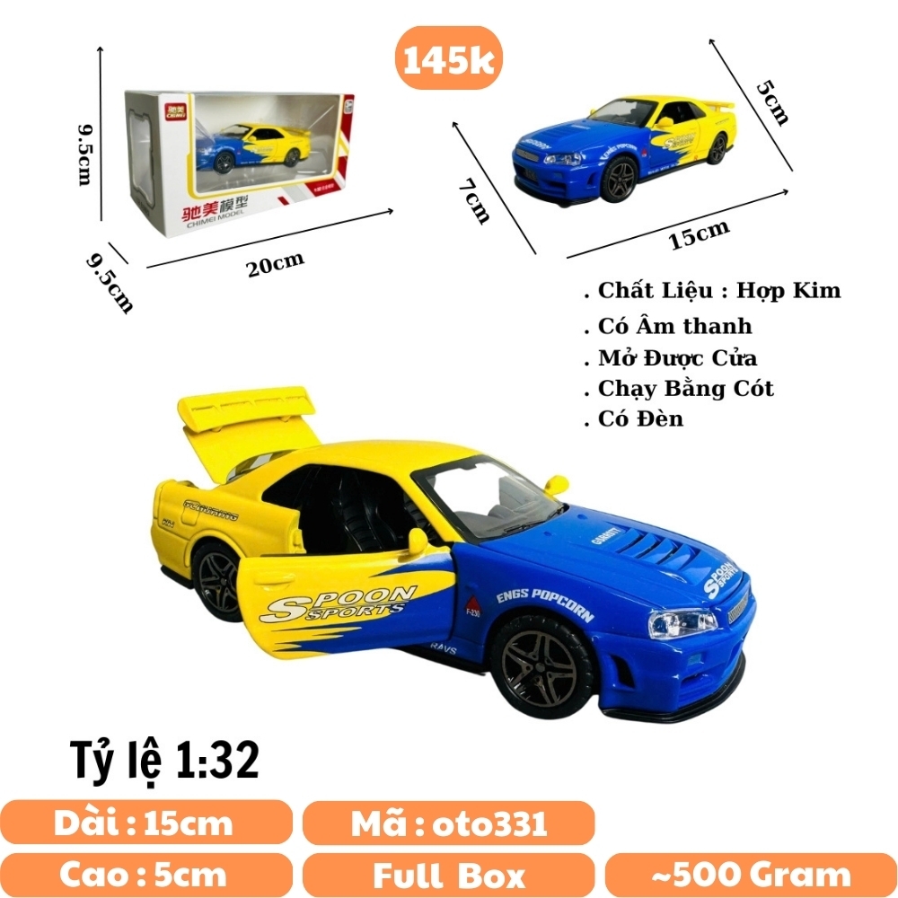 Mô Hình xe nissan xanh vàng tỉ lệ 1:32 Hợp kim có thể mở cửa - bánh sau chạy cót - Dài 15cm - rộng 7cm - cao 5cm - nặng : 500gram - FULL BOX : box màu SKU : oto331 n3-k2-t4-s3