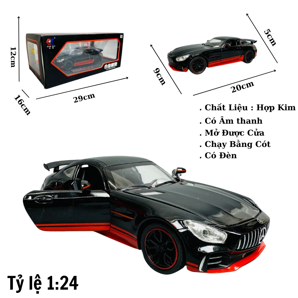 Mô Hình xe mẹc đỏ đen tỉ lệ 1:24 Hợp kim có thể mở cửa - bánh sau chạy cót - Dài 20cm - rộng 9cm - cao 5cm - nặng : 1000gram - FULL BOX : box màu SKU : oto296 - K66-T5-S2